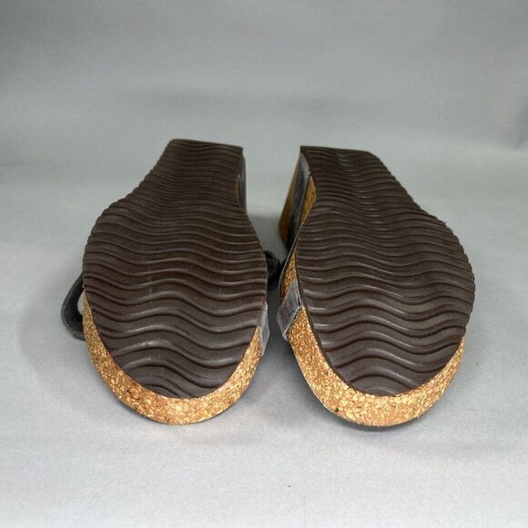 Bio Gold Sandals Women's 8 Gray Wedge Cork Leather Bohemian Comfort Strappy - Picture 8 of 8